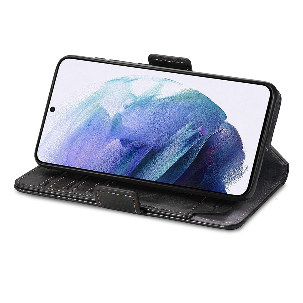 CASENEO 002 Series Business Style Splicing PU Leather Flip Cover Well-protected Drop-proof Phone Case with Stand Wallet for Samsung Galaxy S22 - Black-8