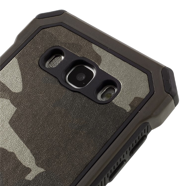 Cuir Camouflage Enduit PC TPU Hybride Cas De Téléphone Pour Samsung Galaxy J5 (2016) - Café-3