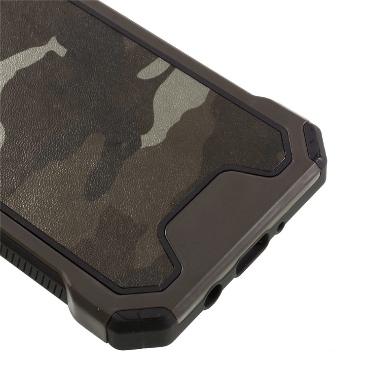 Cuir Camouflage Enduit PC TPU Hybride Cas De Téléphone Pour Samsung Galaxy J5 (2016) - Café-4