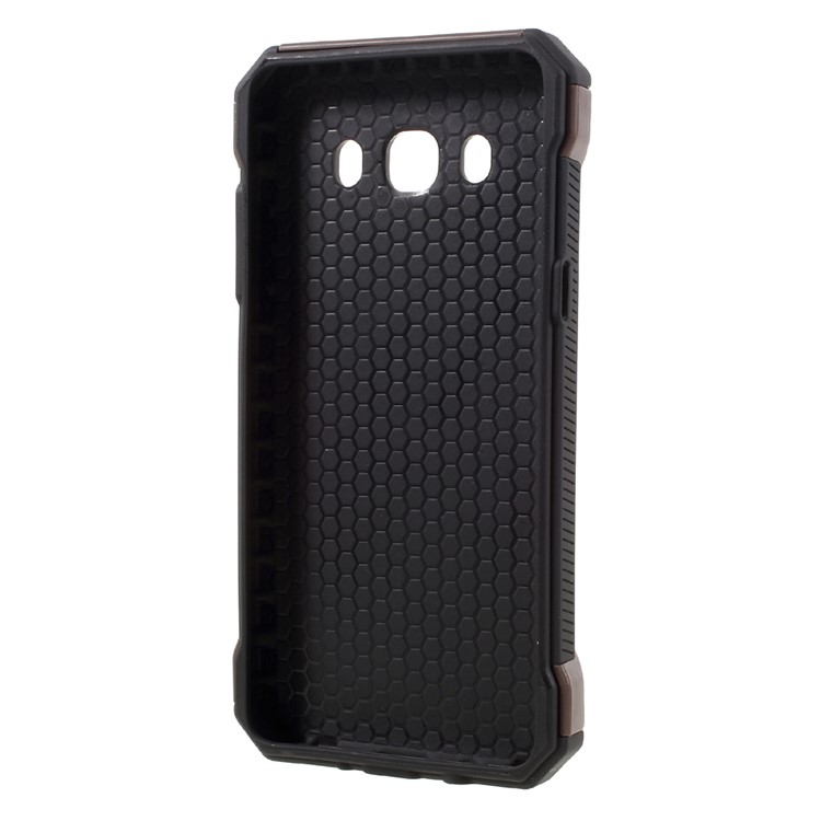 Cuir Camouflage Enduit PC TPU Hybride Cas De Téléphone Pour Samsung Galaxy J5 (2016) - Café-5