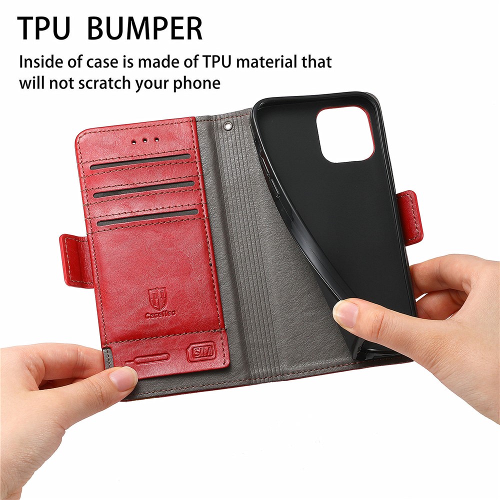 CASENEO 002 Series Business Style Anti-drop Splicing PU Leather RFID Blocking Wallet Stand Cover Case for Samsung Galaxy S22 Ultra - Red-7