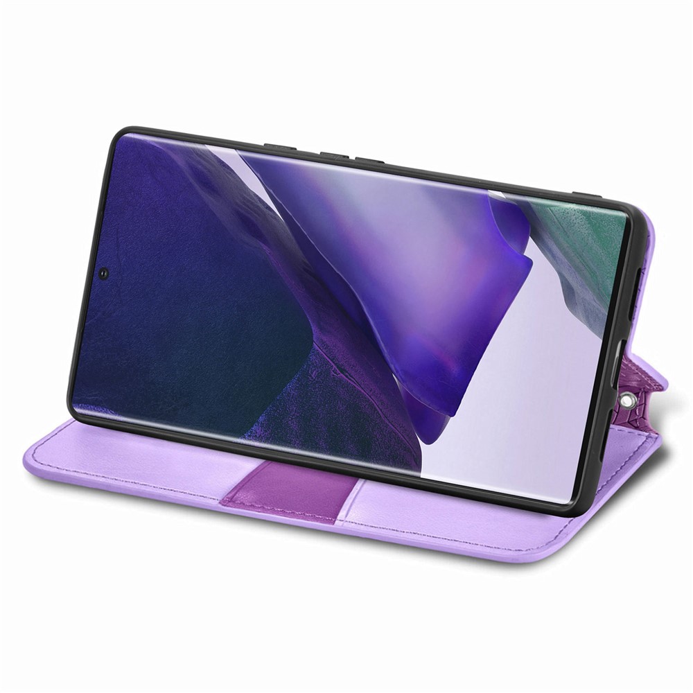 PU Leather Auto Closing Magnetic Mandala Imprinted Case Wallet Stand Flip Protective Cover for Samsung Galaxy S22 Ultra - Purple-5