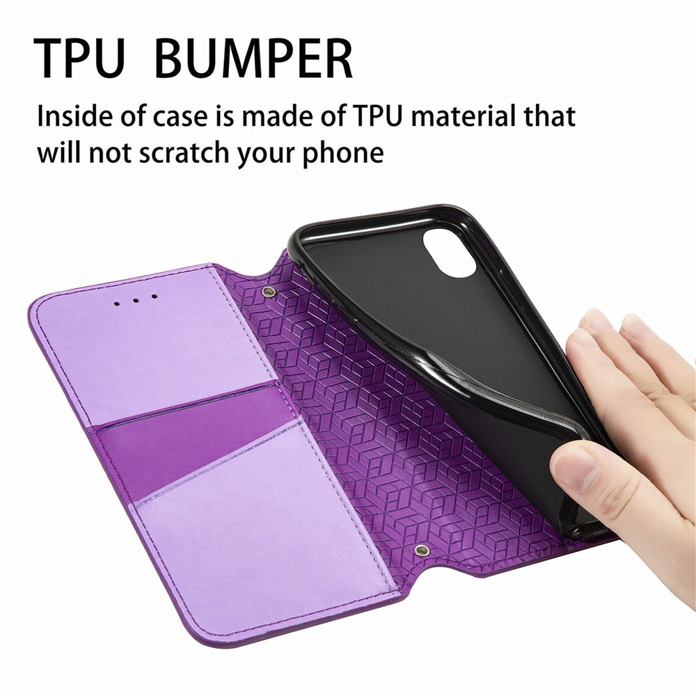 PU Leather Auto Closing Magnetic Mandala Imprinted Case Wallet Stand Flip Protective Cover for Samsung Galaxy S22 Ultra - Purple-9