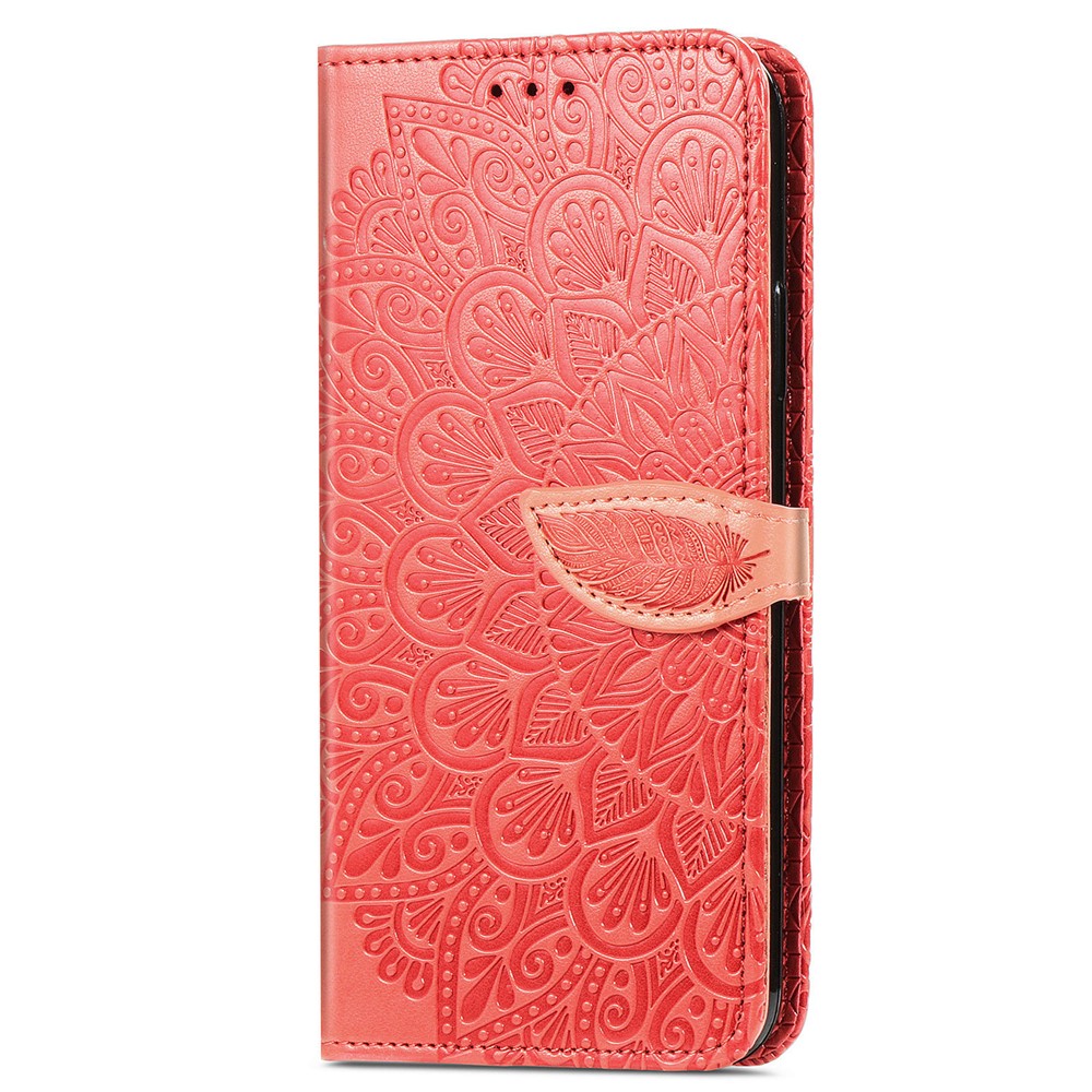 Dream Wings Pattern Imprinted PU Leather Magnetic Flip Cover Wallet Stand Protective Phone Case with Strap for Samsung Galaxy S22 Ultra - Red-3