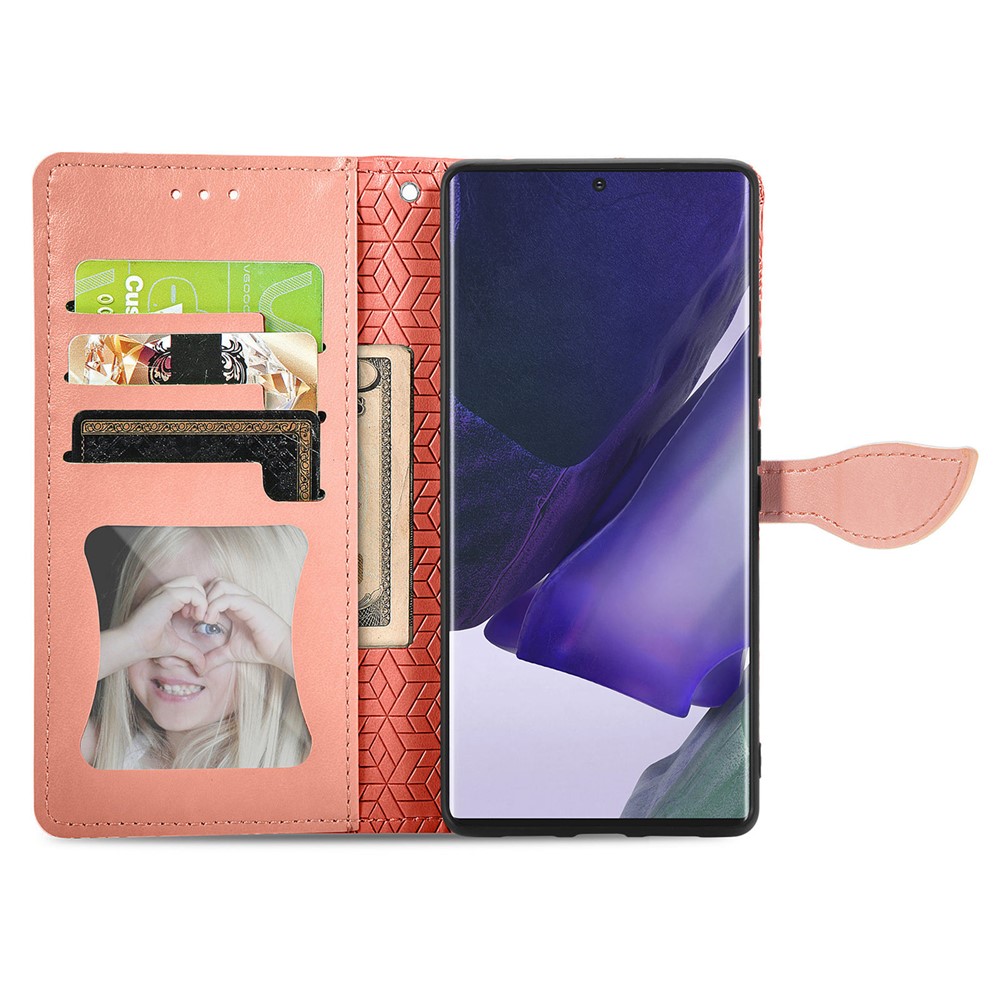 Dream Wings Pattern Imprinted PU Leather Magnetic Flip Cover Wallet Stand Protective Phone Case with Strap for Samsung Galaxy S22 Ultra - Red-4