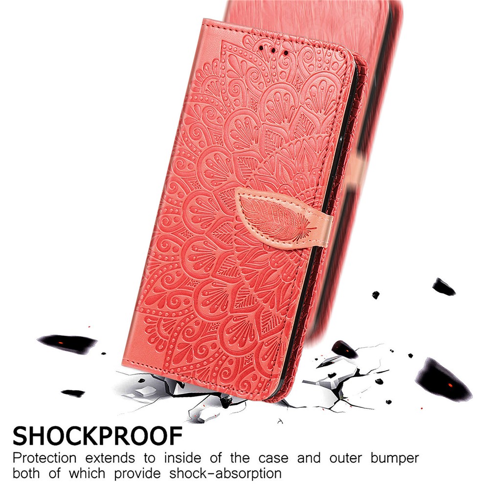 Dream Wings Pattern Imprinted PU Leather Magnetic Flip Cover Wallet Stand Protective Phone Case with Strap for Samsung Galaxy S22 Ultra - Red-6