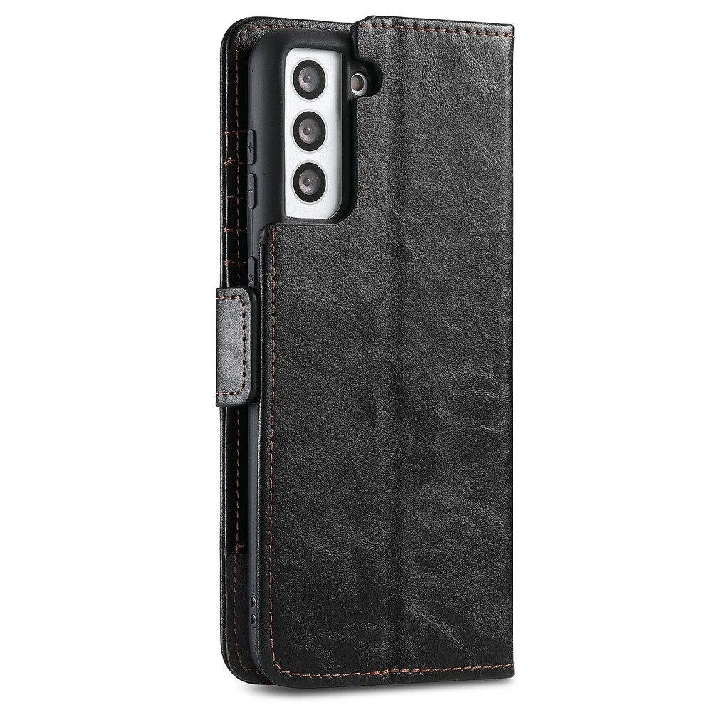 CASENEO 002 Series Business Style Splicing PU Leather Magnetic Flip RFID Blocking Wallet Stand Cover Case for Samsung Galaxy S22 Plus - Black-3