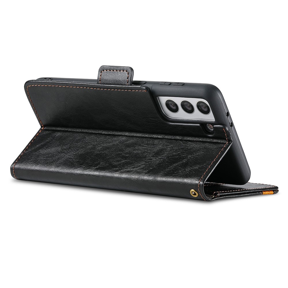 CASENEO 002 Series Business Style Splicing PU Leather Magnetic Flip RFID Blocking Wallet Stand Cover Case for Samsung Galaxy S22 Plus - Black-5