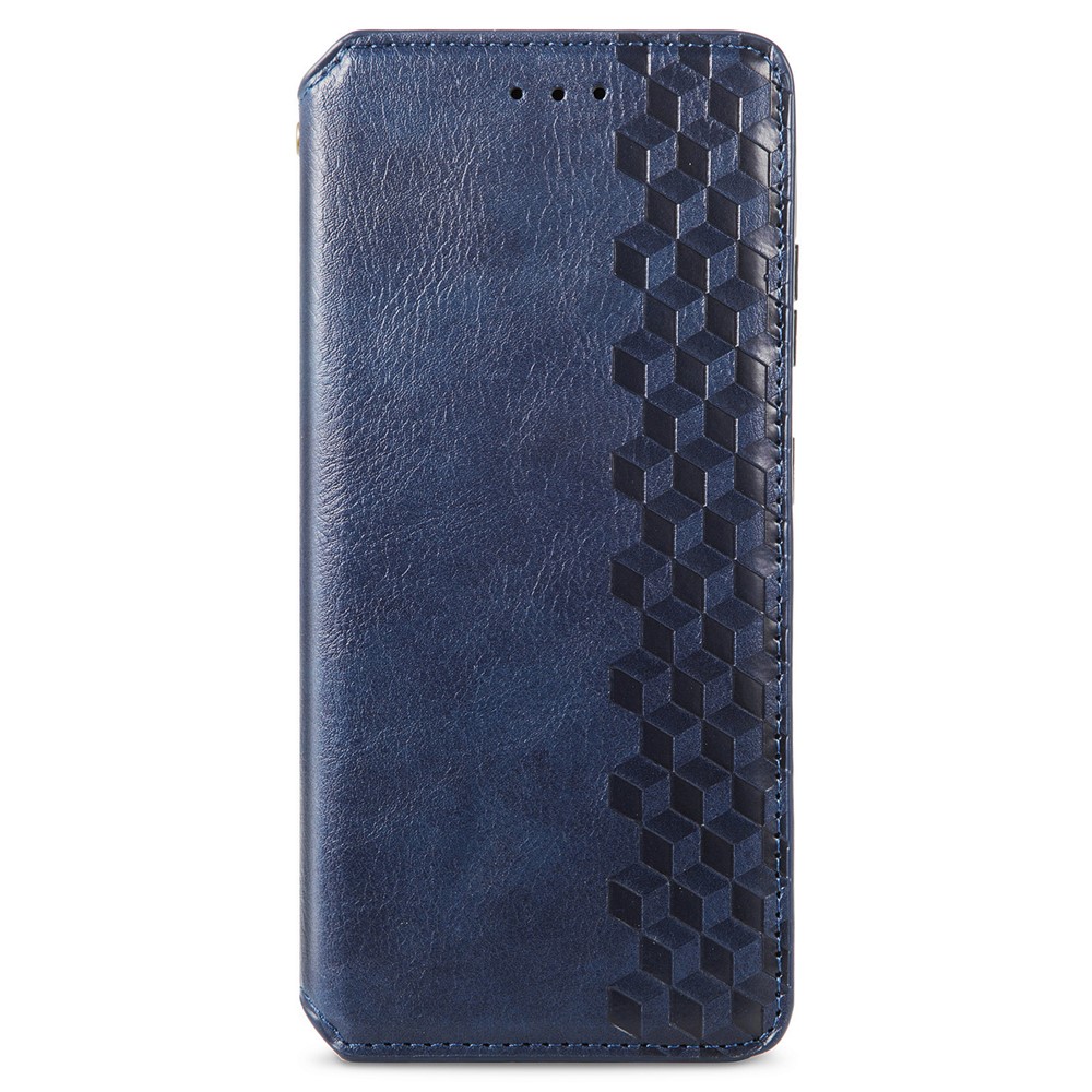 Auto-absorbed Imprinting Rhombus Stand Wallet Leather Cover Magnetic Phone Flip Case for Samsung Galaxy S22 Plus - Blue-8