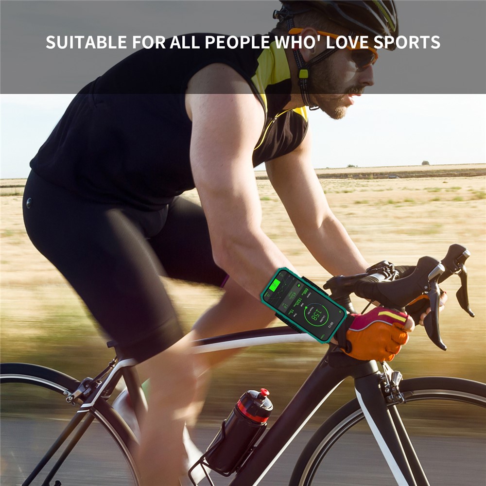 Anti-scratch Hard PC + Soft TPU Phone Cover Adjustable Wristband Design Hybrid Phone Case with Kickstand for Samsung Galaxy A32 5G - Blackish Green-9