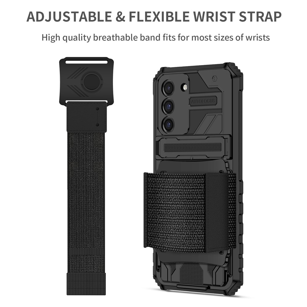 Adjustable Wristband Design PC + TPU Combo Case Phone Cover with Hidden Kickstand for Samsung Galaxy S21 FE 5G - Black-3