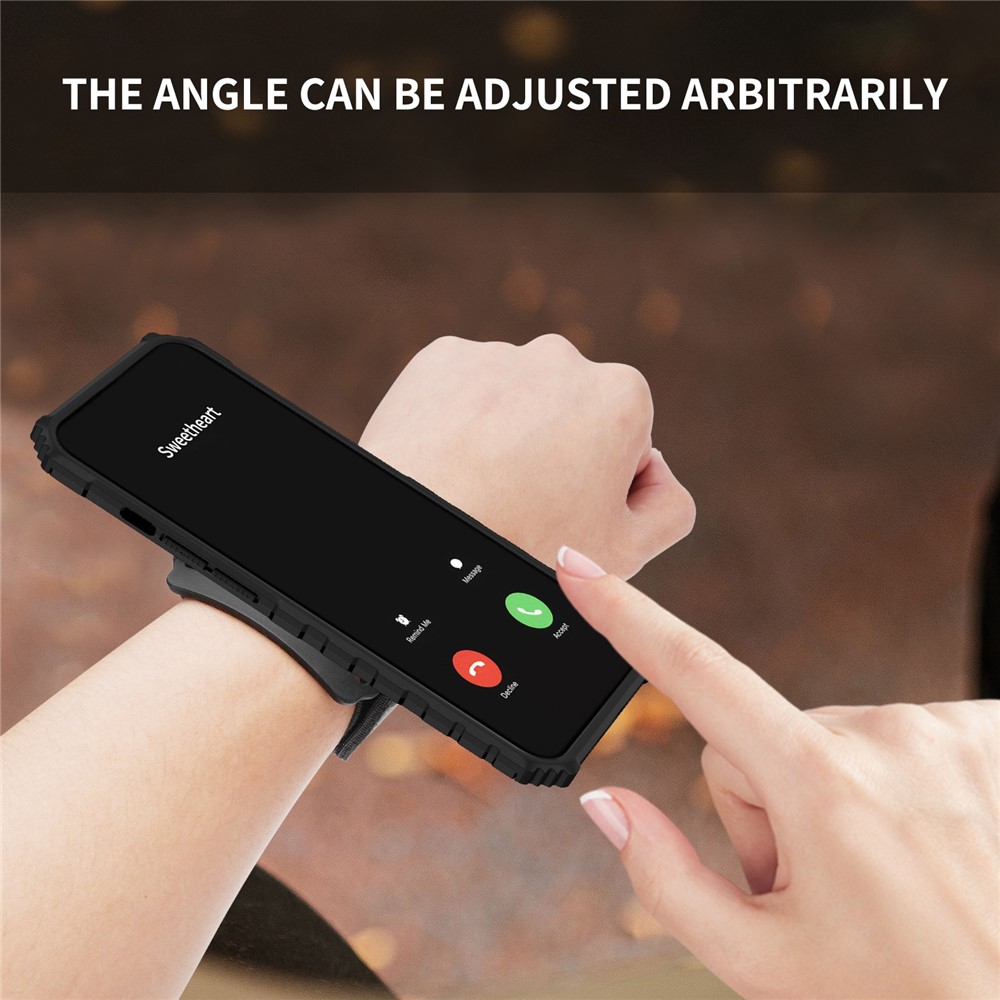 Hard PC + Soft TPU Phone Cover Adjustable Wristband Design Dual Layer Hybrid Phone Case with Kickstand for Samsung Galaxy A72 4G / 5G - Black-10