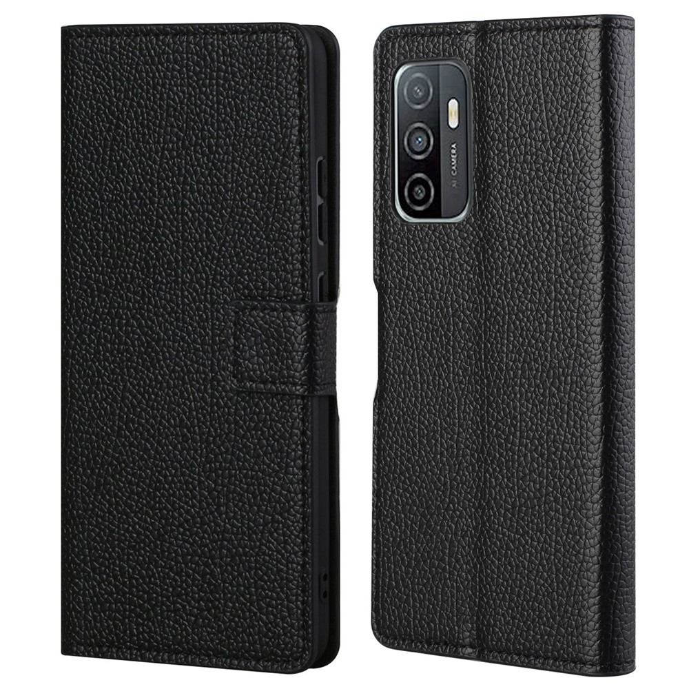 Litchi Texture PU Leather Wallet Stand Magnetic Clasp Protective Phone Case Shell for Samsung Galaxy A33 5G - Black-1