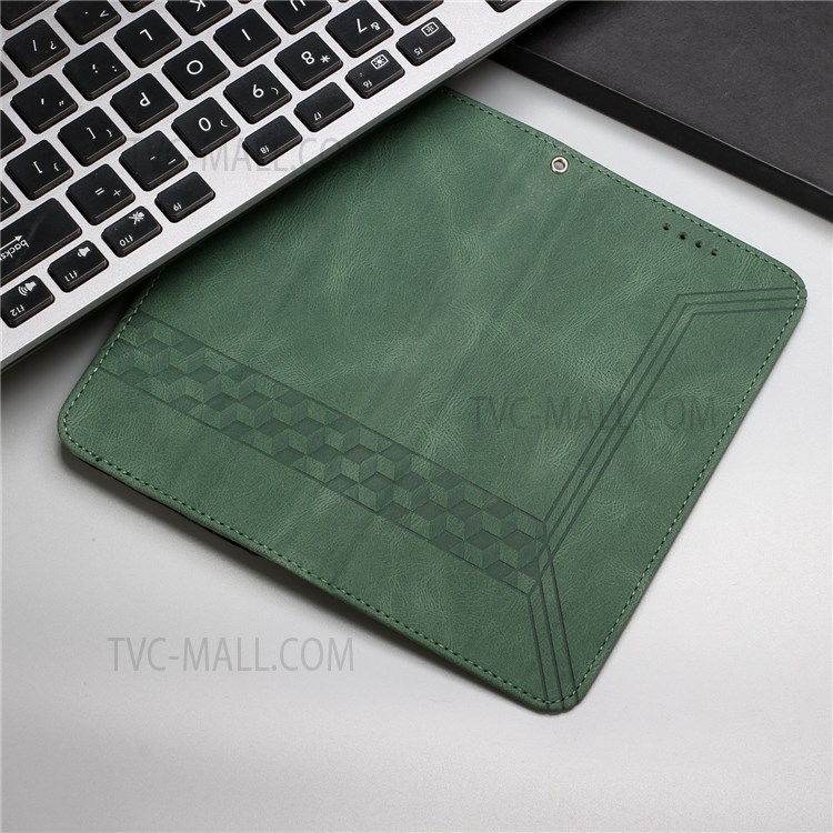 YX0010 Rhombus Lines Imprinting Skin-touch Feel Leather Case Cover with Wallet Stand Feature for Samsung Galaxy A52 4G/5G/A52s 5G - Green-10