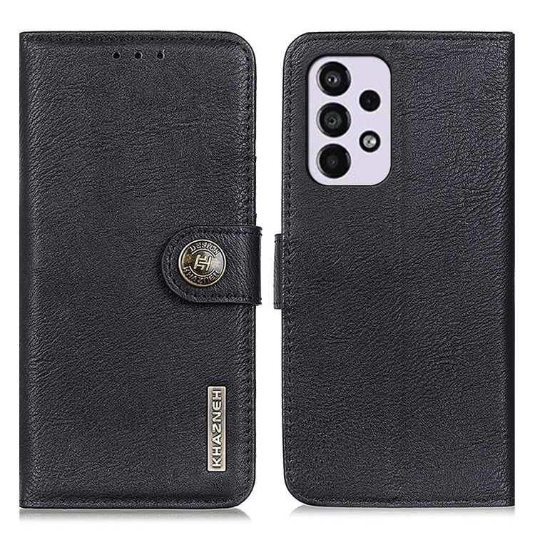 KHAZNEH Scratch-resistant Case Wallet Magnetic Closure PU Leather Phone Cover with Stand for Samsung Galaxy A33 5G - Black-1