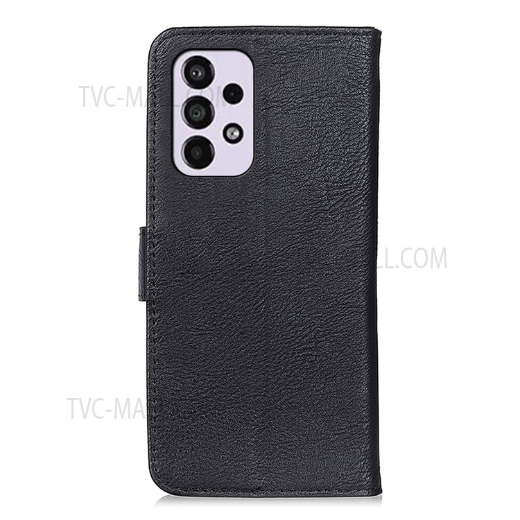 KHAZNEH Scratch-resistant Case Wallet Magnetic Closure PU Leather Phone Cover with Stand for Samsung Galaxy A33 5G - Black-3