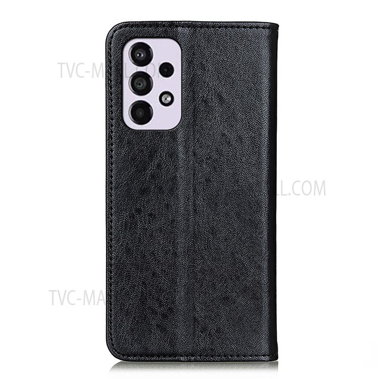For Samsung Galaxy A33 5G Crazy Horse Texture Anti-scratch Stylish Auto-absorbed Magnetic Closure Leather Case Stand Phone Cover with Wallet - Black-3