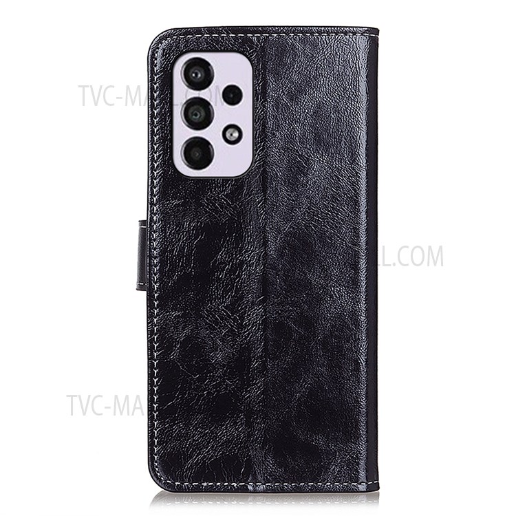 Scratch-resistant Phone Cover Retro Style Crazy Horse Texture Stand Protective Leather Phone Wallet Case for Samsung Galaxy A33 5G - Black-3