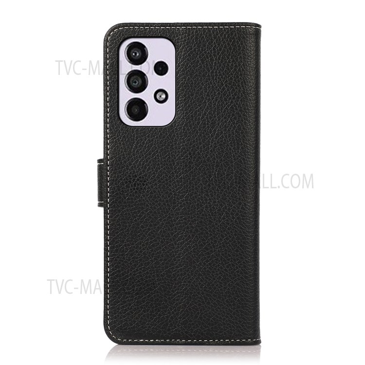 Litchi Texture Anti-drop Non-slip Grip Leather Phone Cover Stand Case Shell with Wallet for Samsung Galaxy A33 5G - Black-3