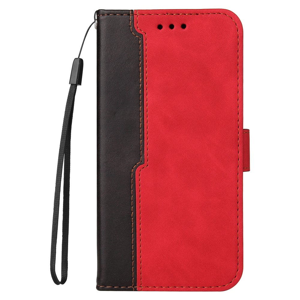 For Samsung Galaxy A13 5G Bi-color Splicing Business Style Anti-fall Leather Phone Case Stand Wallet Cover - Red-2