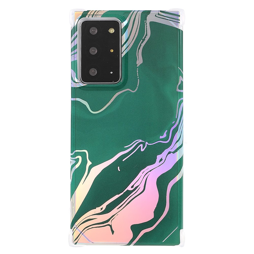 Stylish Marble IMD Laser Lens Protection Four Corner Anti-fall TPU+PC Cover for Samsung Galaxy Note20 Ultra 5G - CF6 Green-2