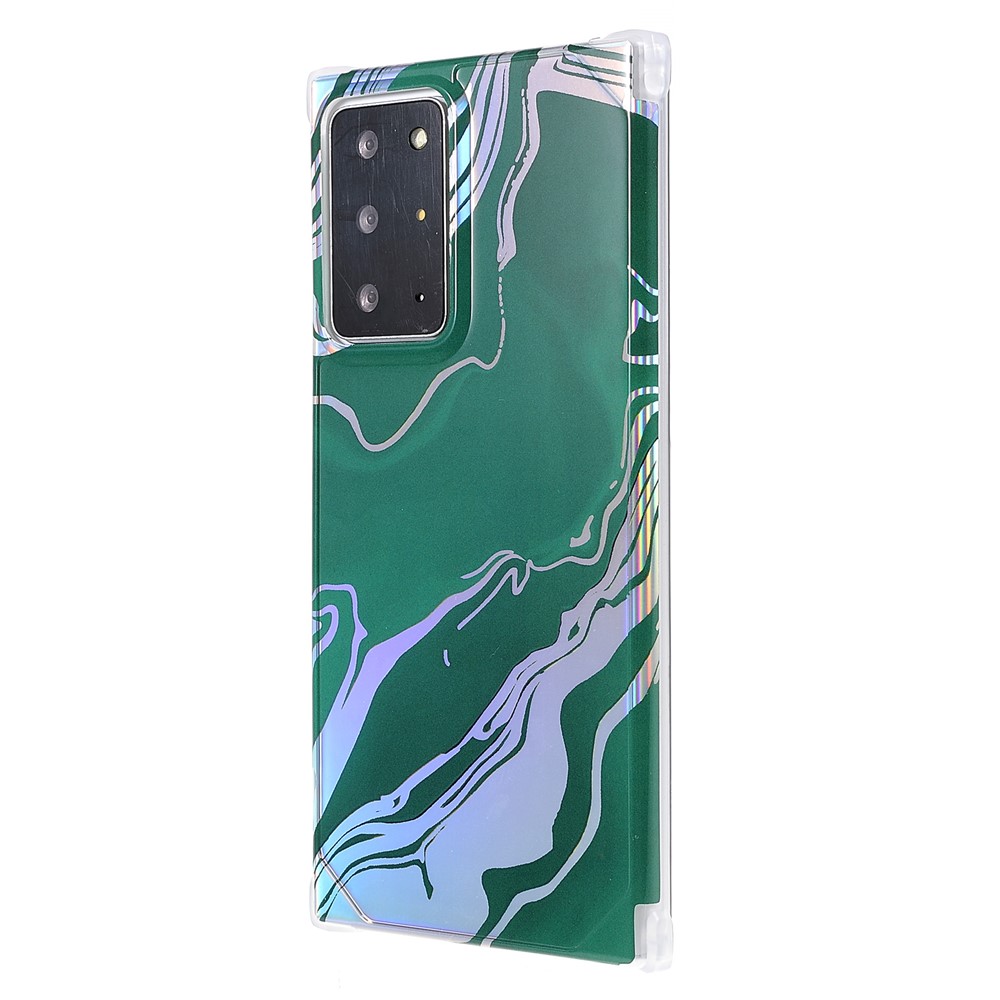 Stylish Marble IMD Laser Lens Protection Four Corner Anti-fall TPU+PC Cover for Samsung Galaxy Note20 Ultra 5G - CF6 Green-3