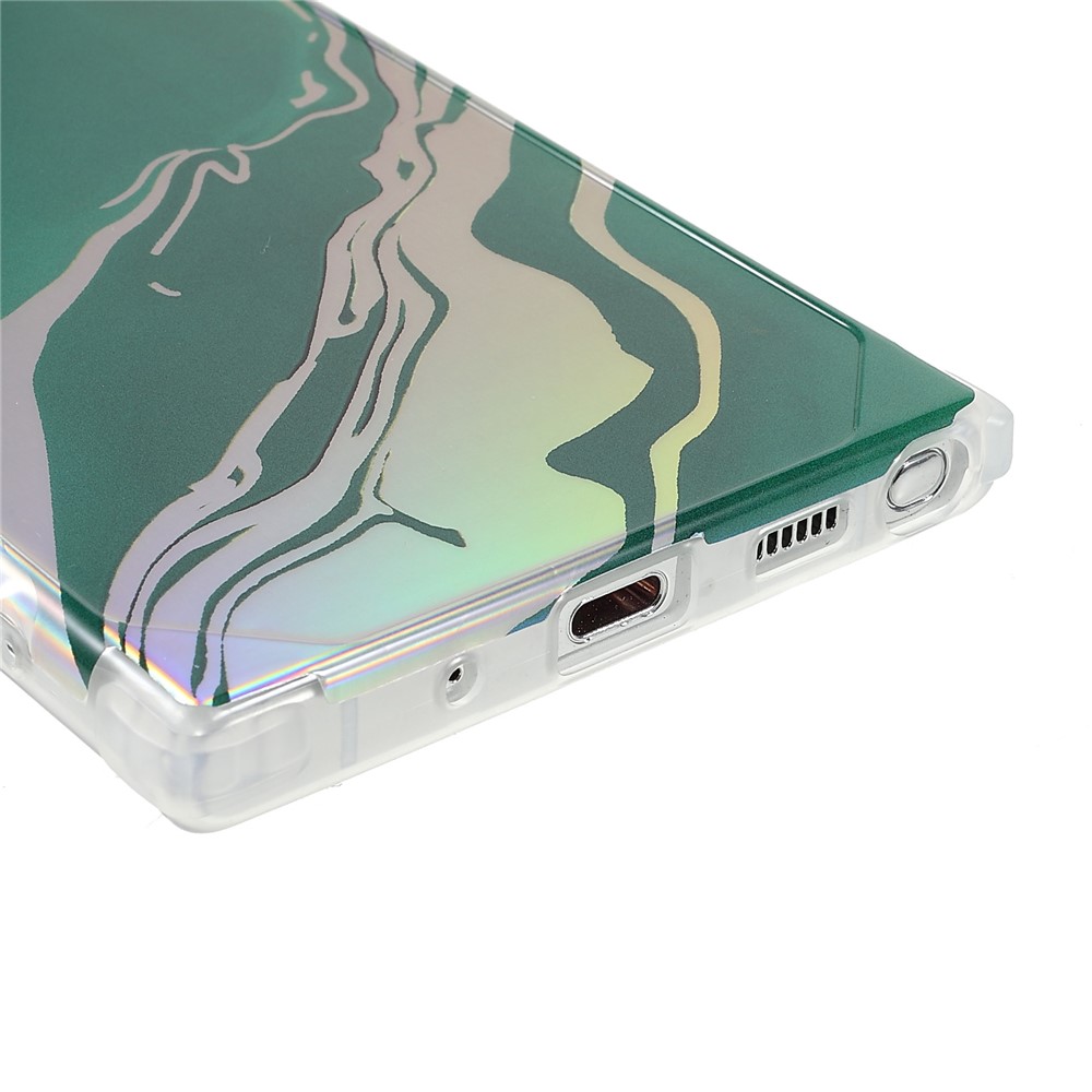 Stylish Marble IMD Laser Lens Protection Four Corner Anti-fall TPU+PC Cover for Samsung Galaxy Note20 Ultra 5G - CF6 Green-5