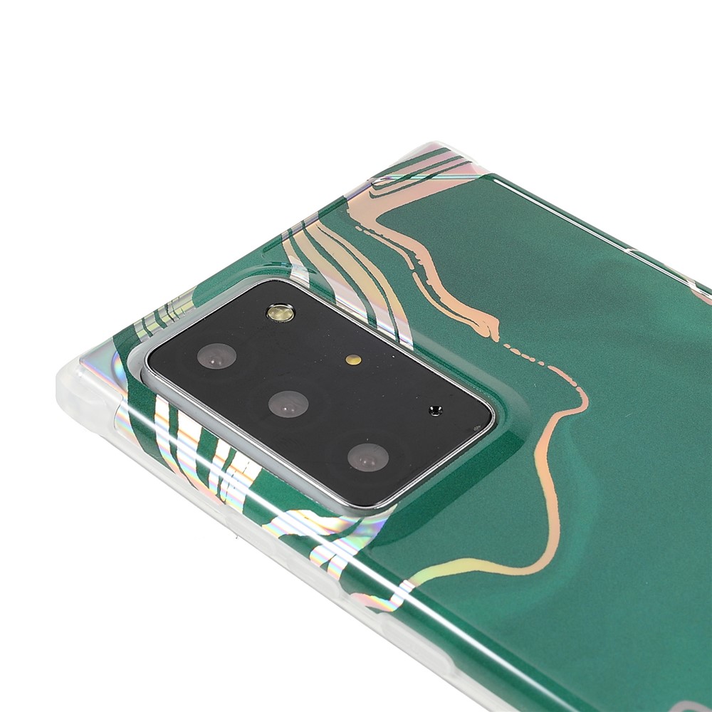 Stylish Marble IMD Laser Lens Protection Four Corner Anti-fall TPU+PC Cover for Samsung Galaxy Note20 Ultra 5G - CF6 Green-6