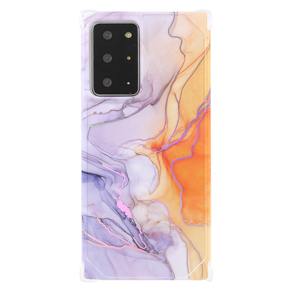 Stylish Marble IMD Laser Lens Protection Four Corner Anti-fall TPU+PC Cover for Samsung Galaxy Note20 Ultra 5G - CF4 Light Purple-2