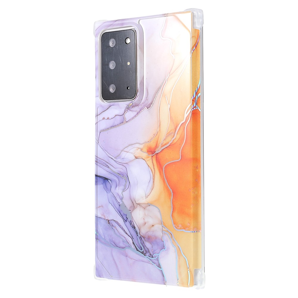 Stylish Marble IMD Laser Lens Protection Four Corner Anti-fall TPU+PC Cover for Samsung Galaxy Note20 Ultra 5G - CF4 Light Purple-3
