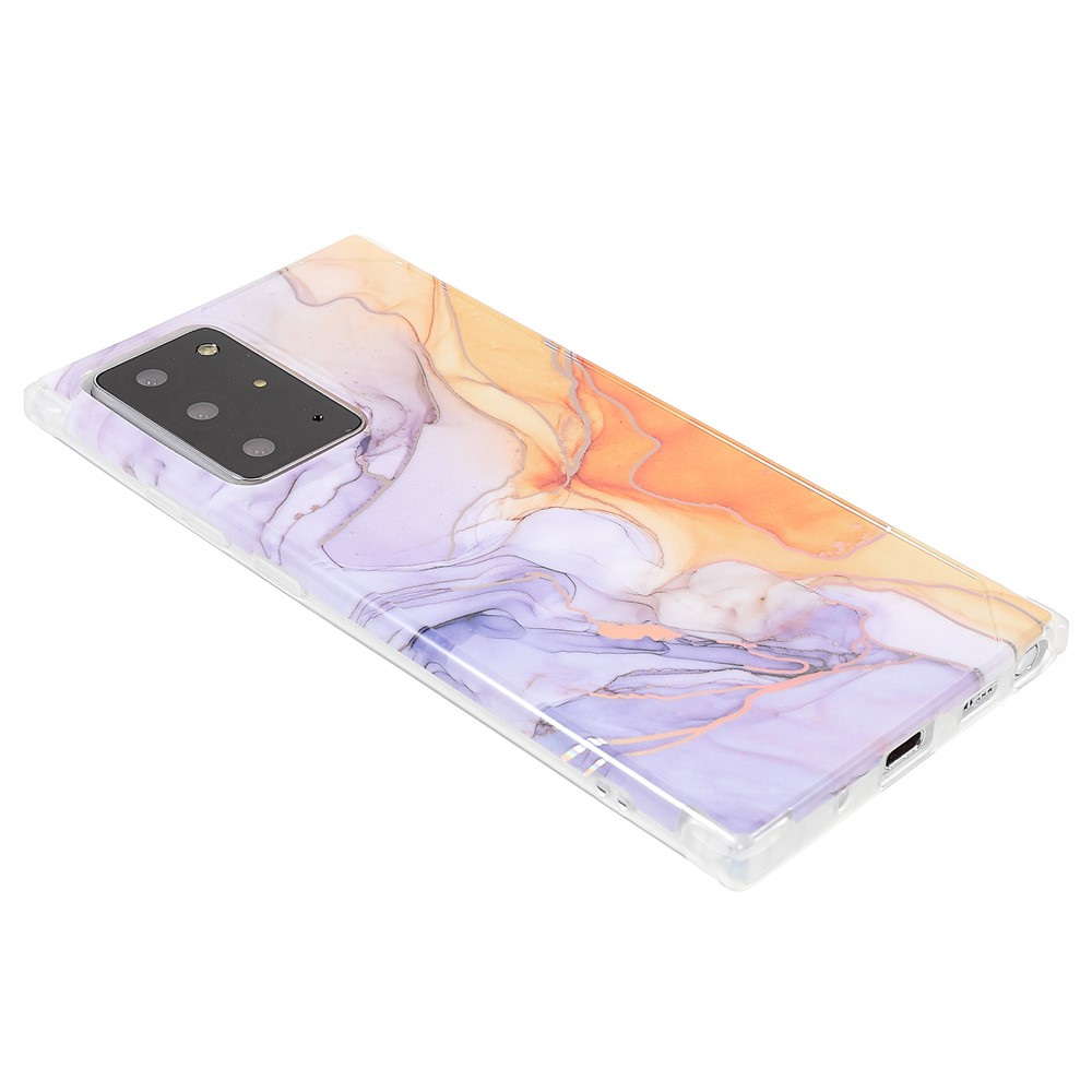 Stylish Marble IMD Laser Lens Protection Four Corner Anti-fall TPU+PC Cover for Samsung Galaxy Note20 Ultra 5G - CF4 Light Purple-4