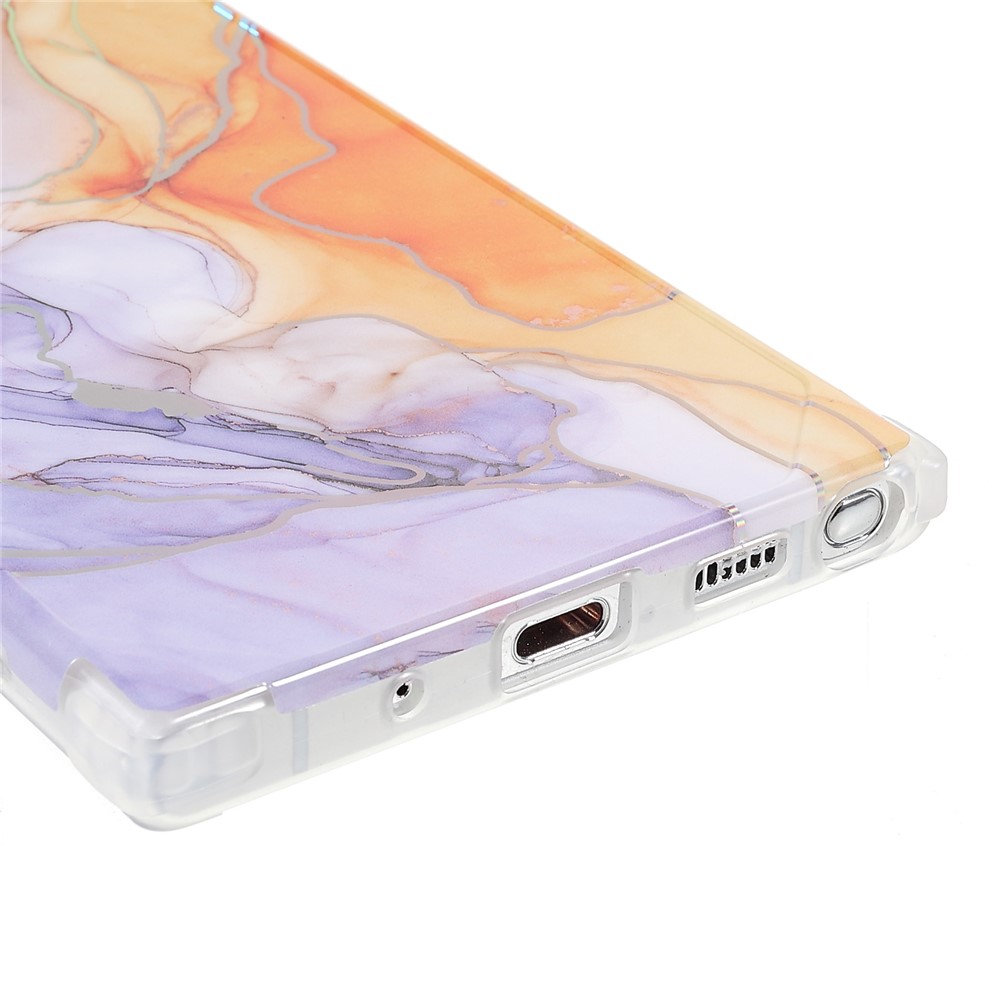 Stylish Marble IMD Laser Lens Protection Four Corner Anti-fall TPU+PC Cover for Samsung Galaxy Note20 Ultra 5G - CF4 Light Purple-5