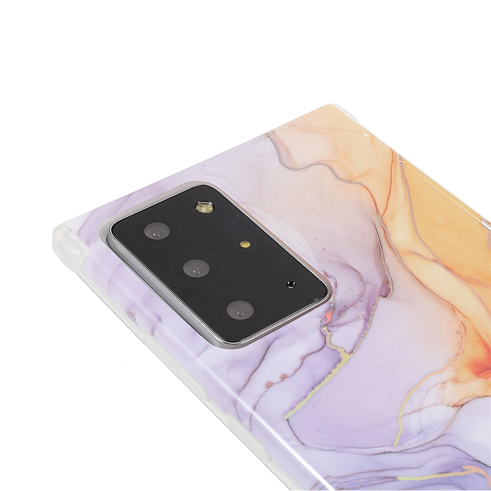 Stylish Marble IMD Laser Lens Protection Four Corner Anti-fall TPU+PC Cover for Samsung Galaxy Note20 Ultra 5G - CF4 Light Purple-6