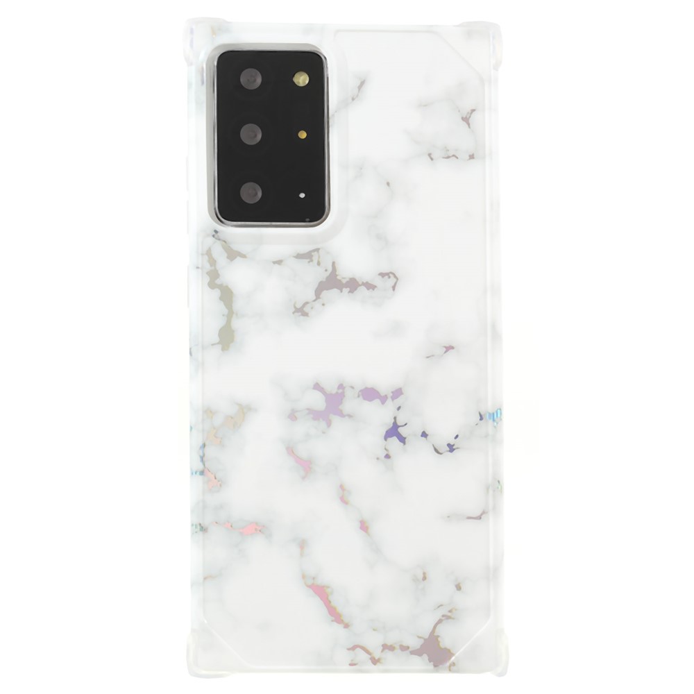 Stylish Marble IMD Laser Lens Protection Four Corner Anti-fall TPU+PC Cover for Samsung Galaxy Note20 Ultra 5G - CF2 White-2