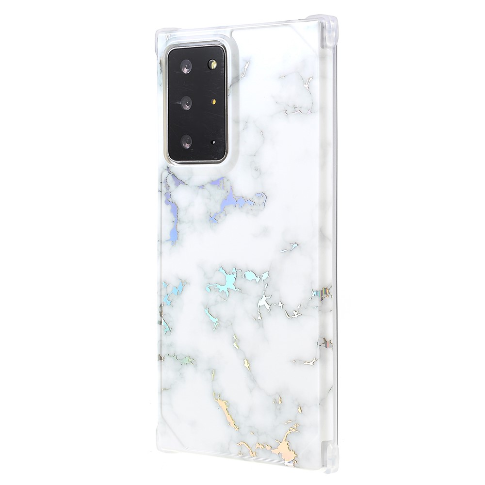 Stylish Marble IMD Laser Lens Protection Four Corner Anti-fall TPU+PC Cover for Samsung Galaxy Note20 Ultra 5G - CF2 White-3