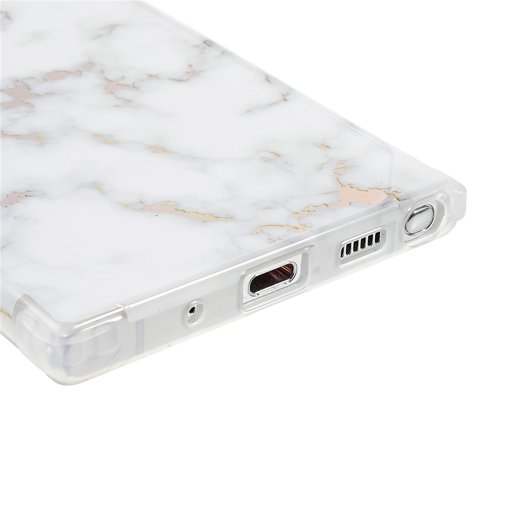 Stylish Marble IMD Laser Lens Protection Four Corner Anti-fall TPU+PC Cover for Samsung Galaxy Note20 Ultra 5G - CF2 White-5