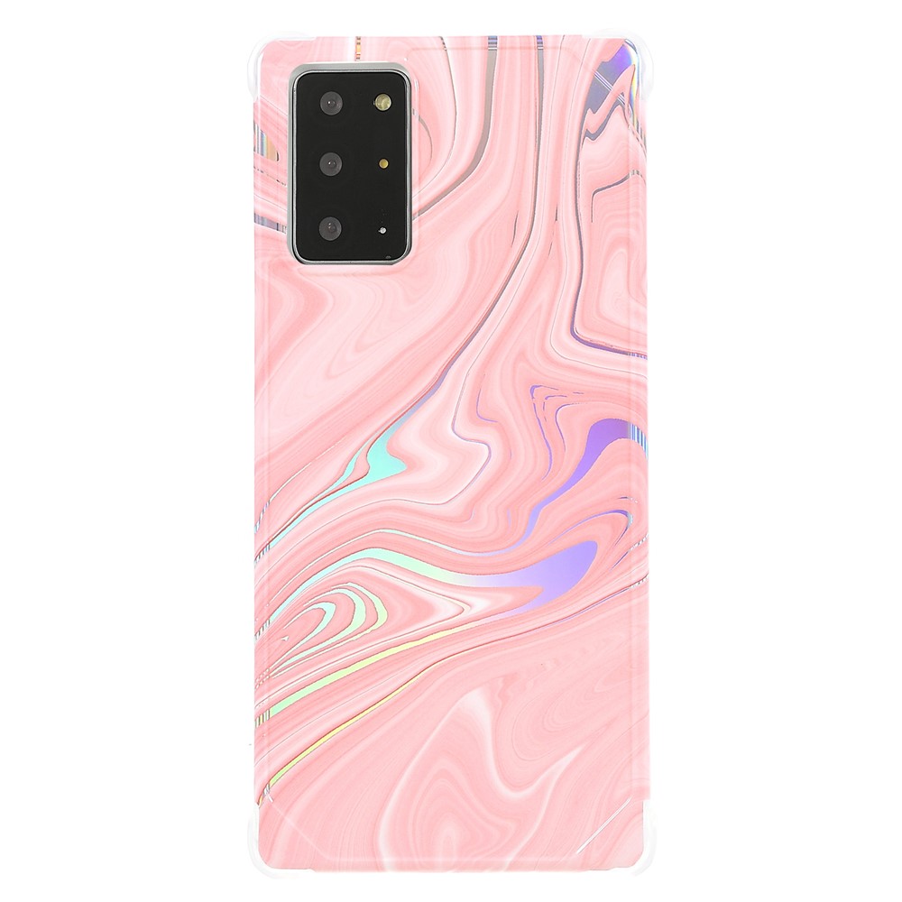 Stylish Marble IMD Laser Lens Protection Four Corner Anti-fall TPU+PC Cover for Samsung Galaxy Note20 Ultra 5G - CF3 Pink-2