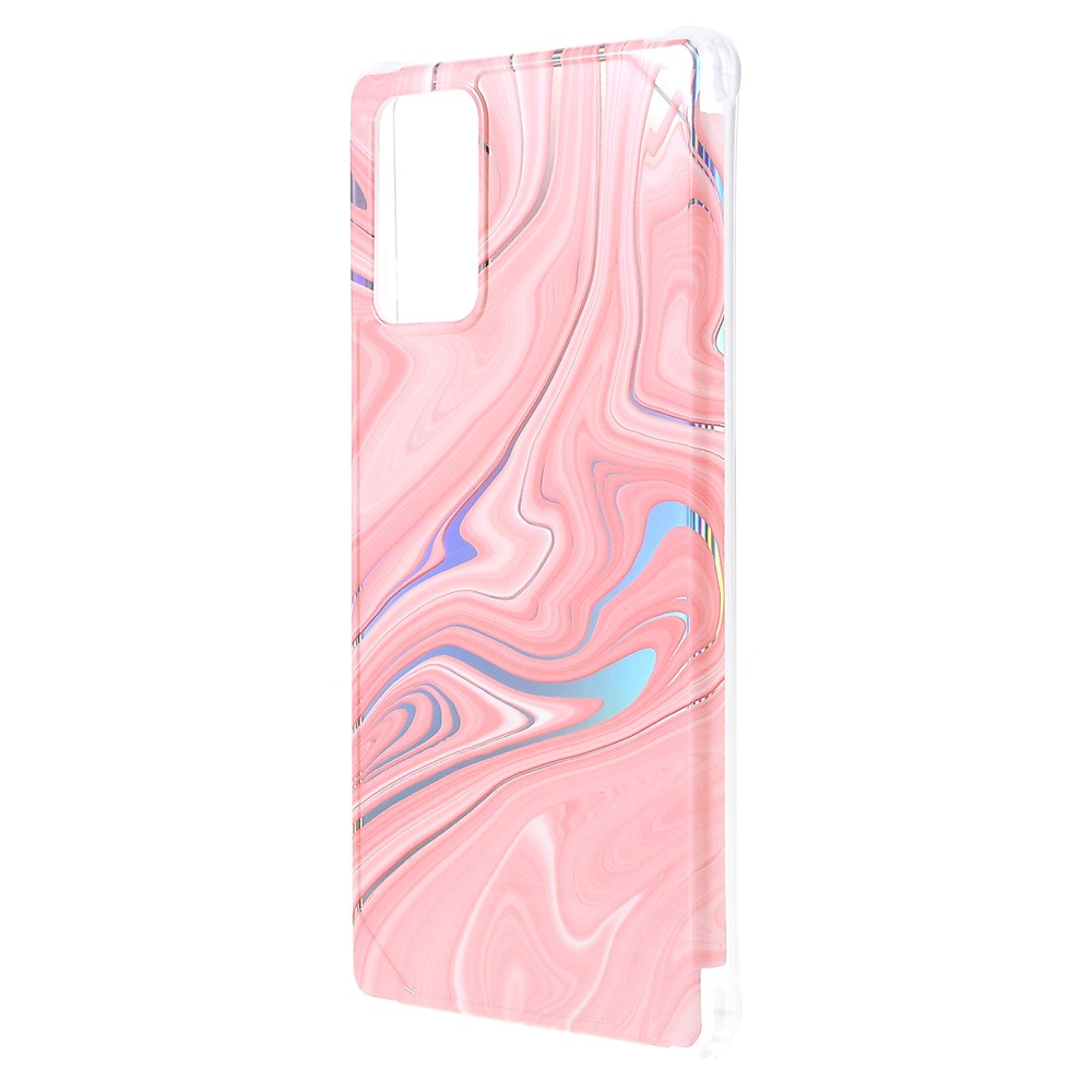 Stylish Marble IMD Laser Lens Protection Four Corner Anti-fall TPU+PC Cover for Samsung Galaxy Note20 Ultra 5G - CF3 Pink-3