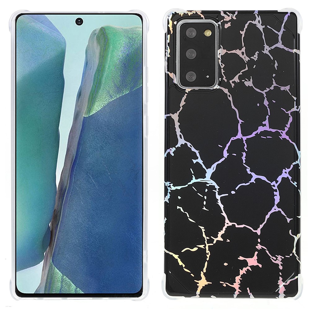 Stylish Marble Shockproof IMD Laser Four Corner Anti-fall TPU+PC Case for Samsung Galaxy Note 20 5G - CF1 Black-1