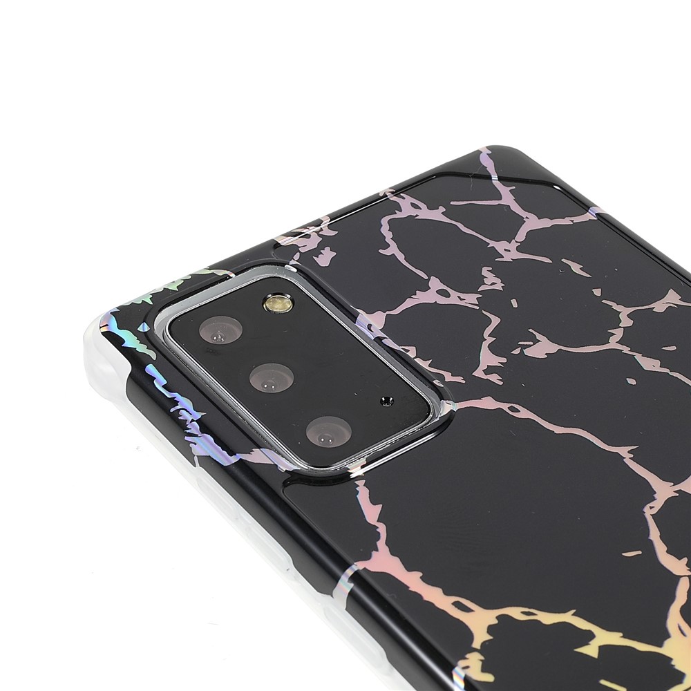 Stylish Marble Shockproof IMD Laser Four Corner Anti-fall TPU+PC Case for Samsung Galaxy Note 20 5G - CF1 Black-6