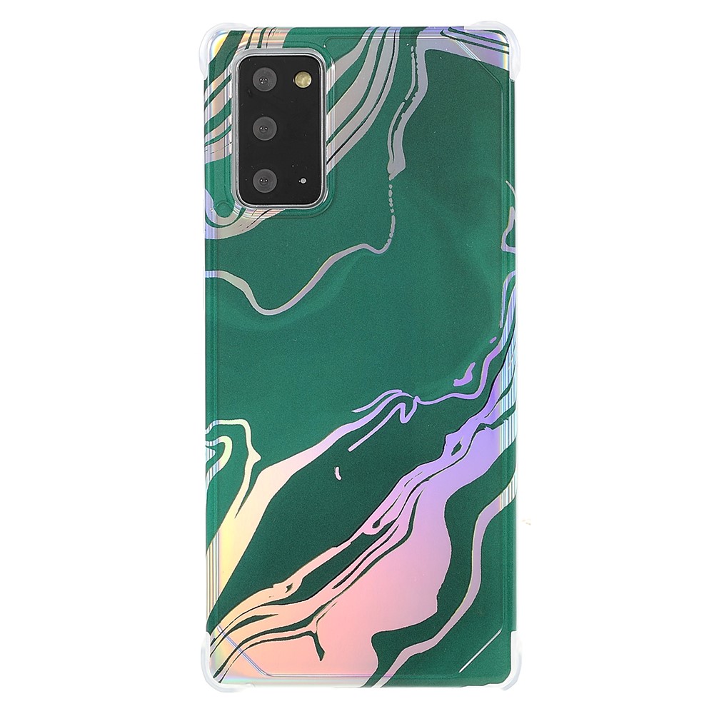 Stylish Marble Shockproof IMD Laser Four Corner Anti-fall TPU+PC Case for Samsung Galaxy Note 20 5G - CF6 Green-2