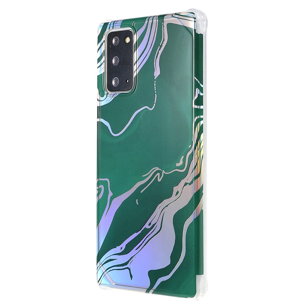 Stylish Marble Shockproof IMD Laser Four Corner Anti-fall TPU+PC Case for Samsung Galaxy Note 20 5G - CF6 Green-3