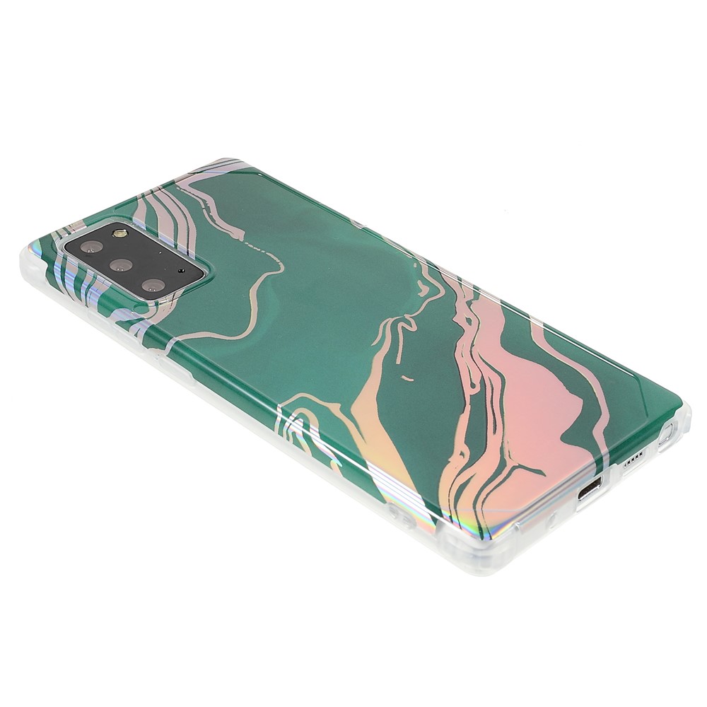 Stylish Marble Shockproof IMD Laser Four Corner Anti-fall TPU+PC Case for Samsung Galaxy Note 20 5G - CF6 Green-4
