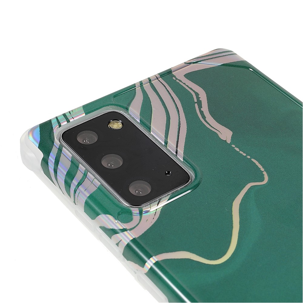 Stylish Marble Shockproof IMD Laser Four Corner Anti-fall TPU+PC Case for Samsung Galaxy Note 20 5G - CF6 Green-6