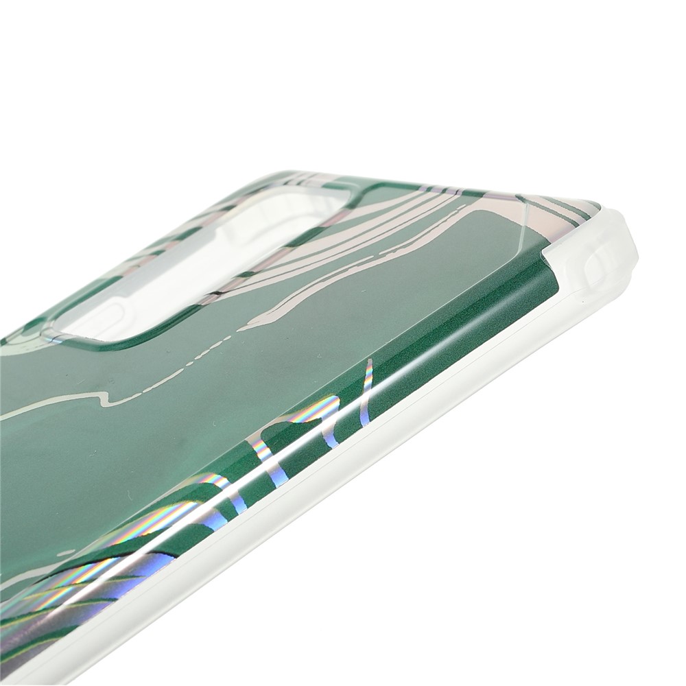 Stylish Marble Shockproof IMD Laser Four Corner Anti-fall TPU+PC Case for Samsung Galaxy Note 20 5G - CF6 Green-8