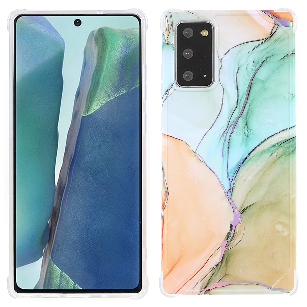 Stylish Marble Shockproof IMD Laser Four Corner Anti-fall TPU+PC Case for Samsung Galaxy Note 20 5G - CF5 Multicolor-1