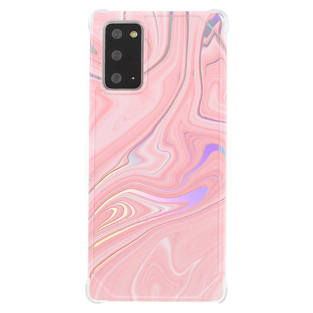 Stylish Marble Shockproof IMD Laser Four Corner Anti-fall TPU+PC Case for Samsung Galaxy Note 20 5G - CF3 Pink-2