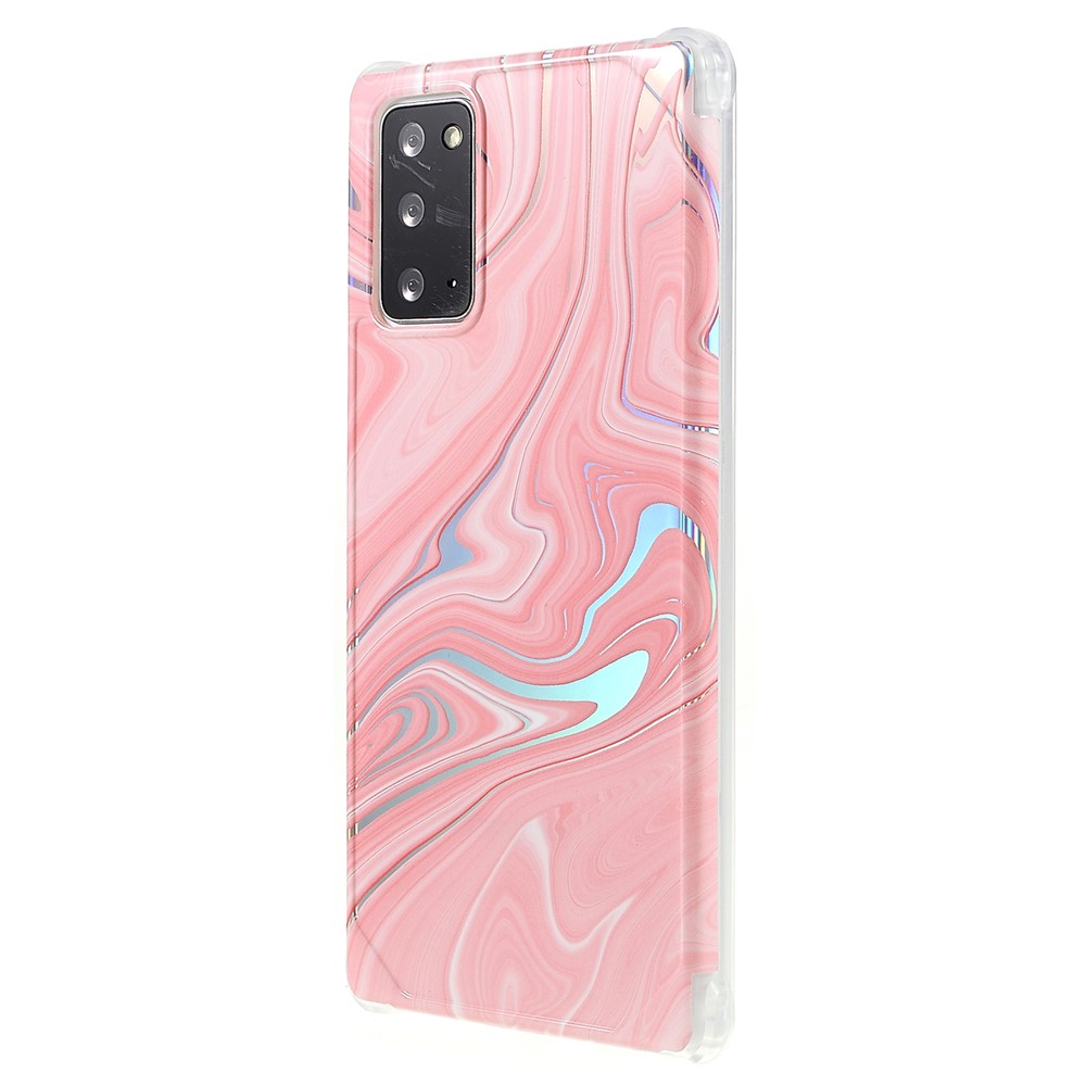 Stylish Marble Shockproof IMD Laser Four Corner Anti-fall TPU+PC Case for Samsung Galaxy Note 20 5G - CF3 Pink-3