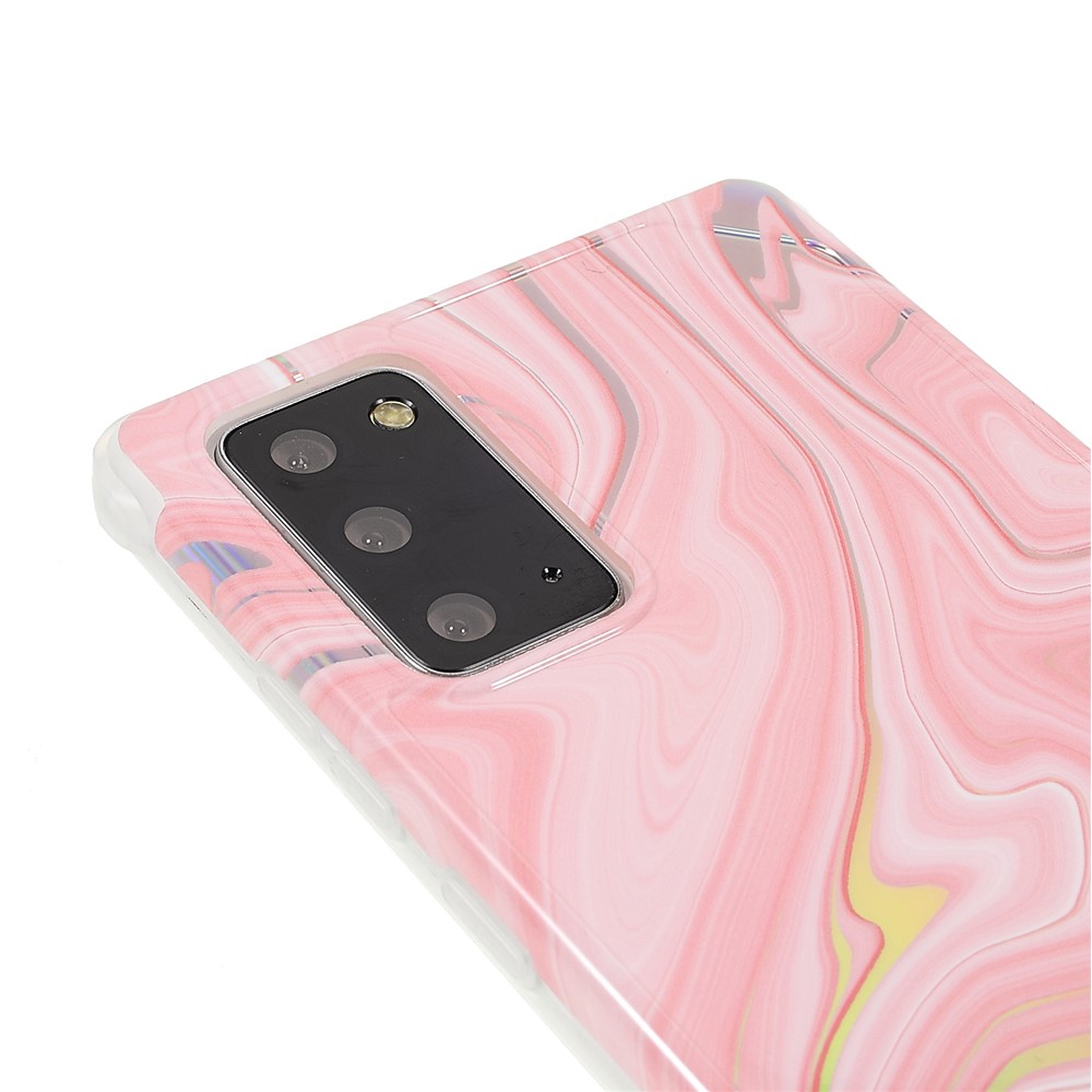 Stylish Marble Shockproof IMD Laser Four Corner Anti-fall TPU+PC Case for Samsung Galaxy Note 20 5G - CF3 Pink-6