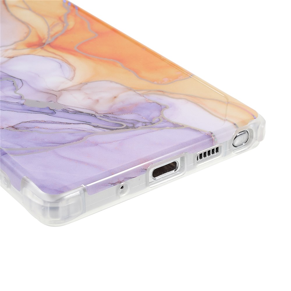 Stylish Marble Shockproof IMD Laser Four Corner Anti-fall TPU+PC Case for Samsung Galaxy Note 20 5G - CF4 Light Purple-5